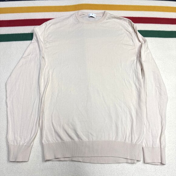 ASKET The Cotton Sweater Mens Size M Short Creme White 100% Organic Cotton - Picture 2 of 8